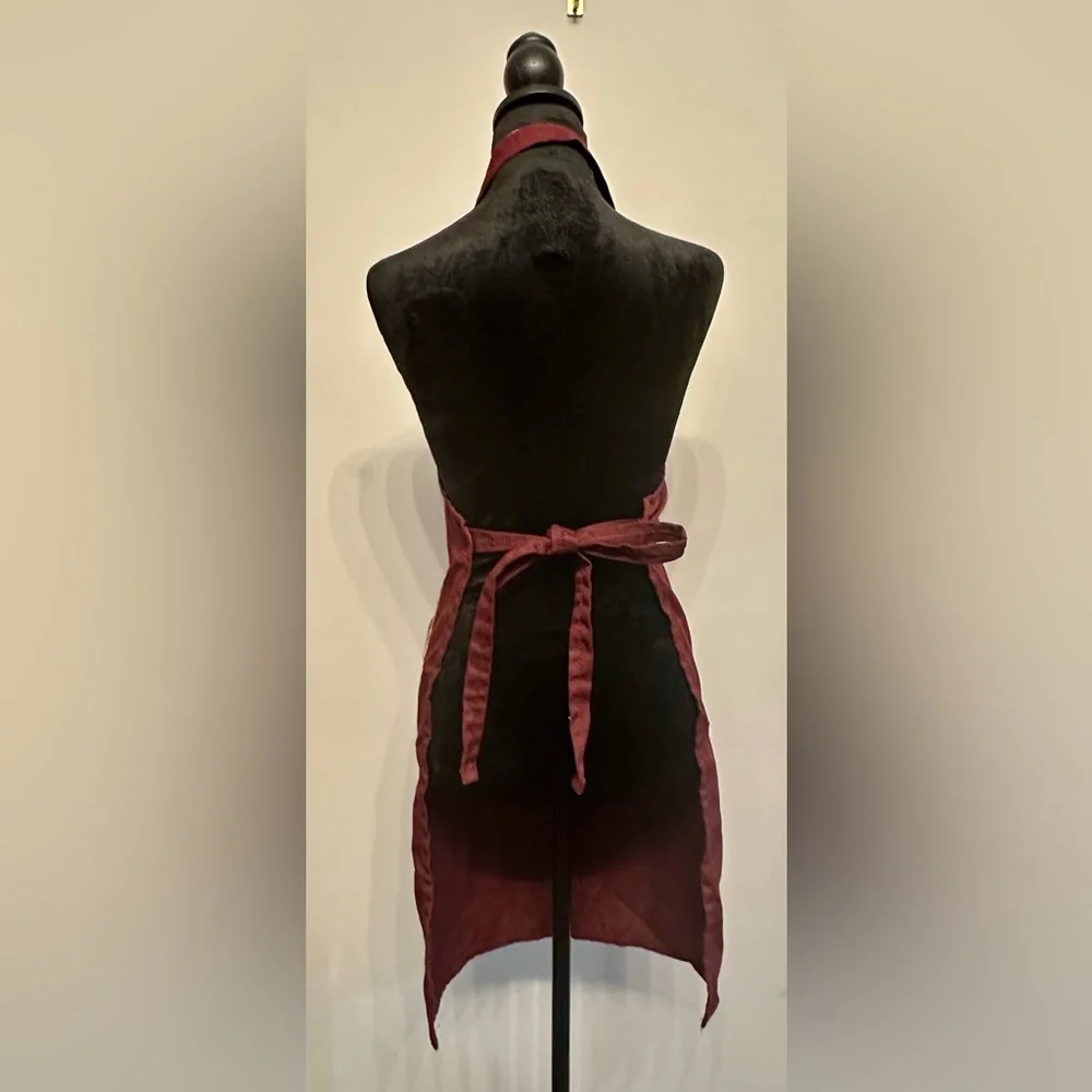 Vintage Vibes Wine-Themed Burgundy Kitchen Apron -OS Adjustable
